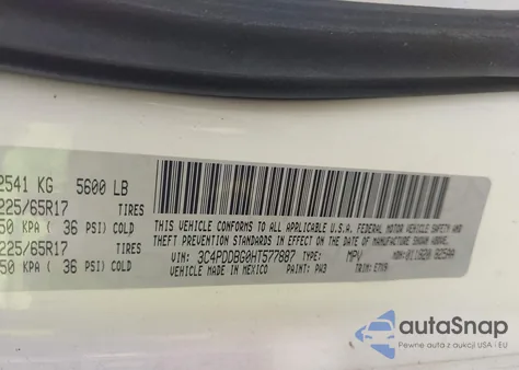 2017 Dodge Journey Sxt Awd from USA, damaged, VIN 3C4PDDBG0HT577887